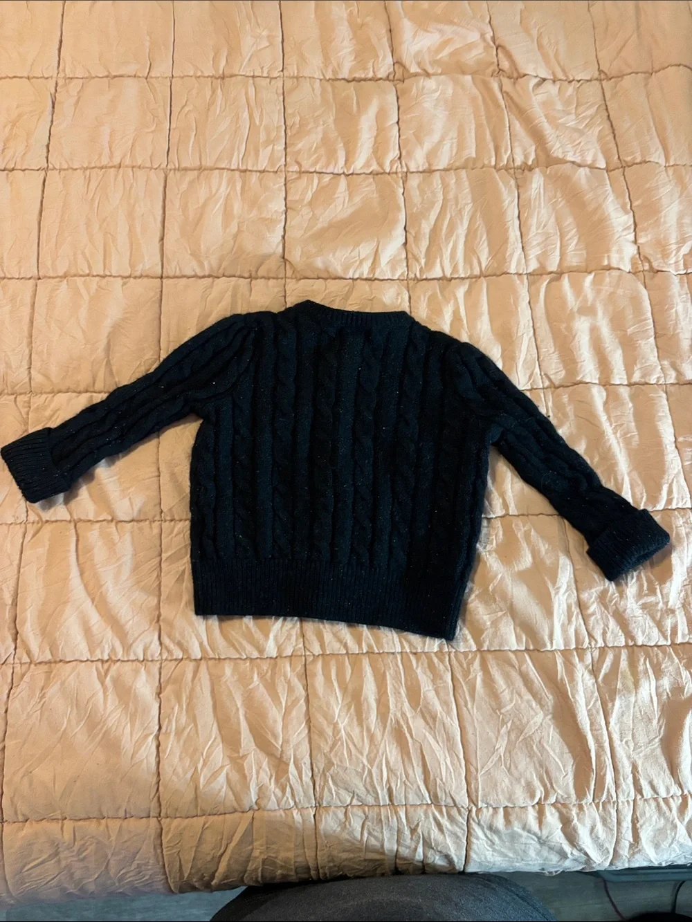 Ralph Lauren Black Cable-Knit Button Cardigan